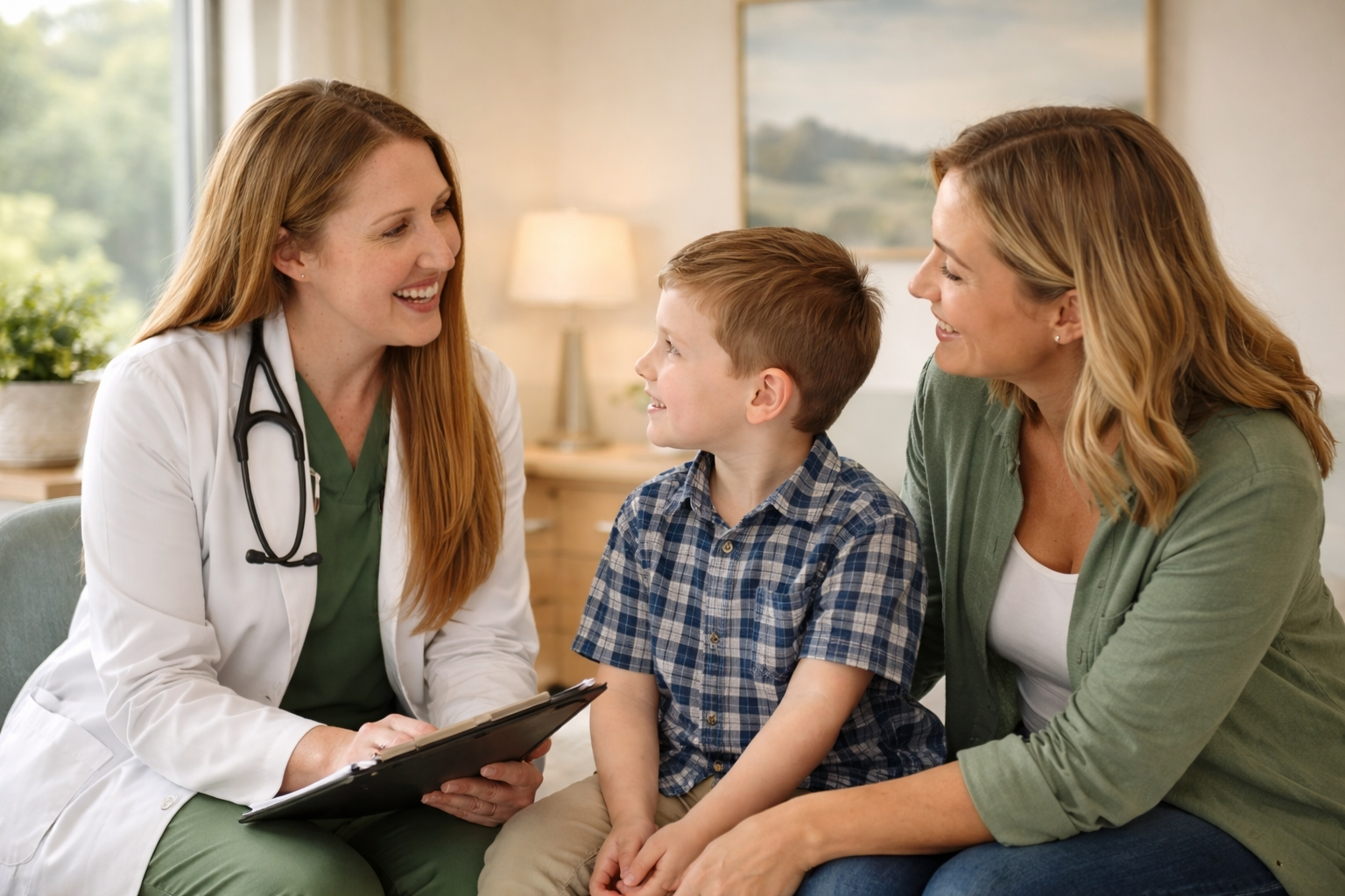 Child completing sports physical exam at family clinic in Chehalis WA